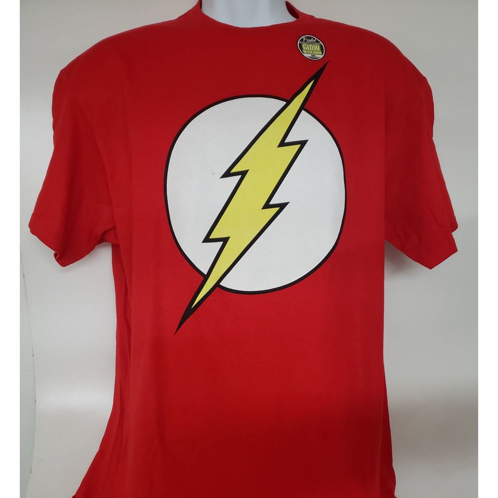 DC Comics Originals Flash Glow In The Dark Graphic T-shirt Adult Size Large Red